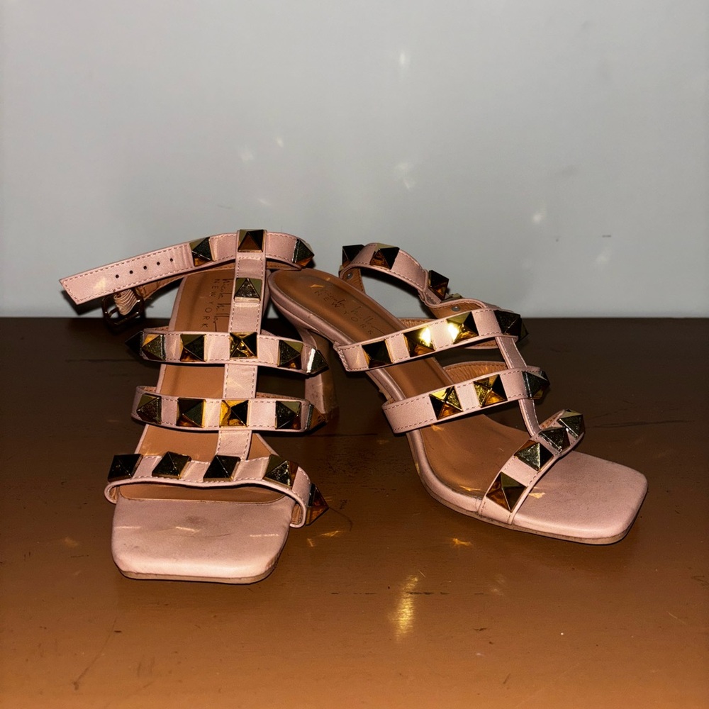Nude Gold Spiked Heels